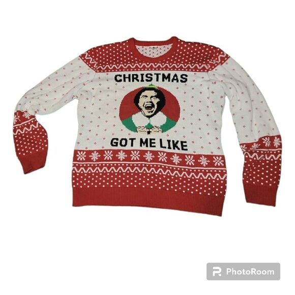 Will Ferrell ELF Movie Christmas Got Me Like Ugly Holiday Sweater Men's Size XL